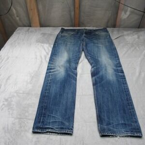 James Jeans Denim Jeans Mens 33x31 Straight Dry Aged Denim Whisker Fade USA